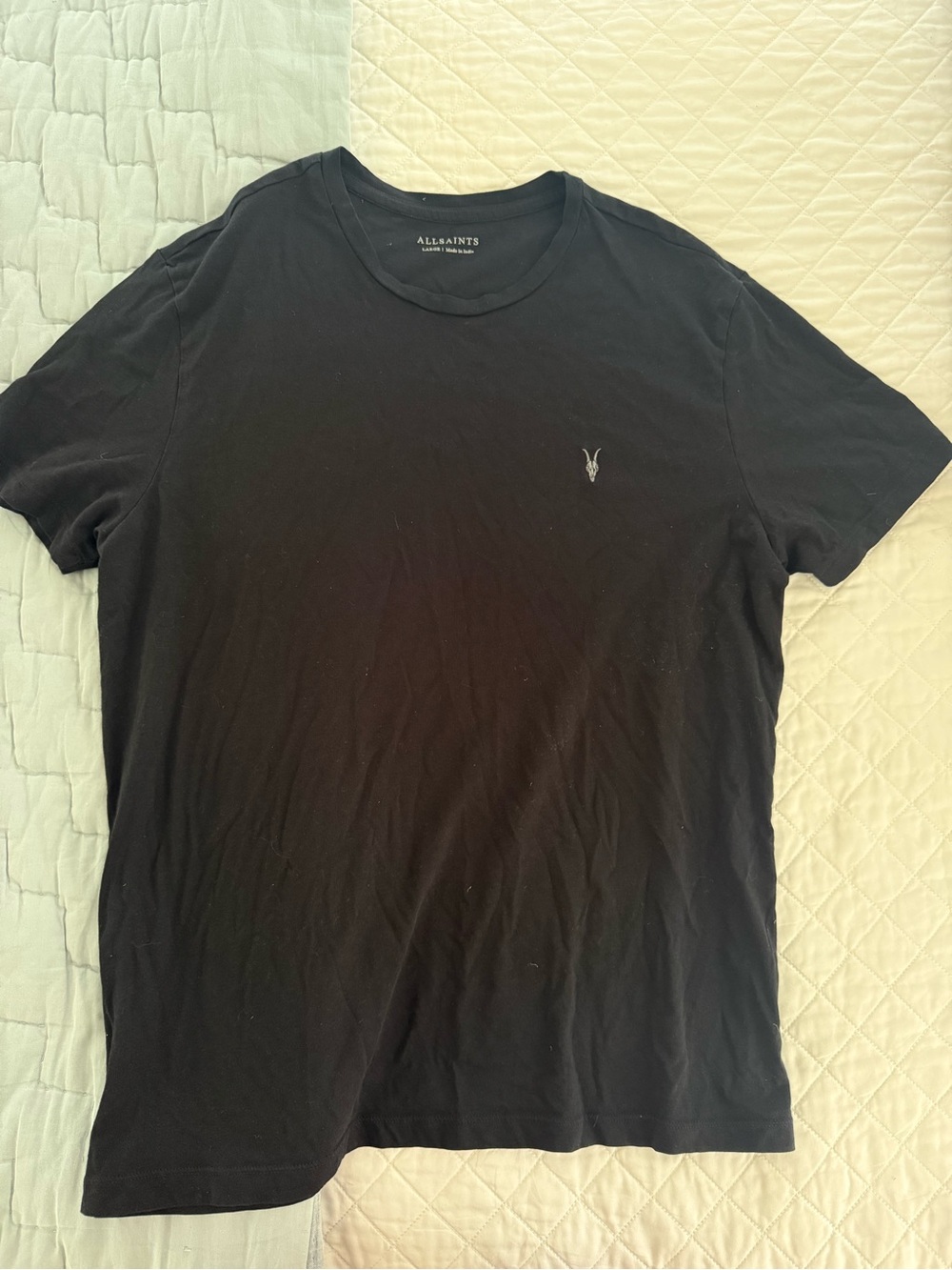 All Saints Black Crew Neck T-Shirt with Logo-slim fit